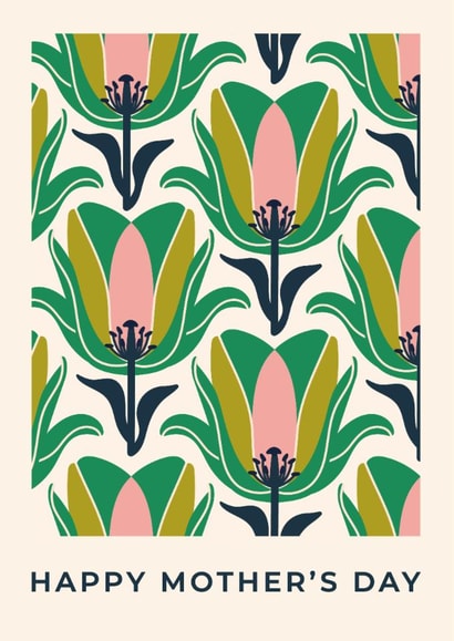 Arty Mother's Day Card - Retro Tulip Pattern created by Taya Cosgrove