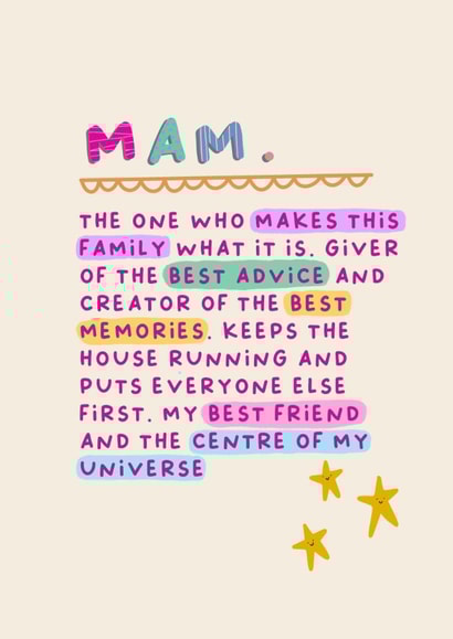 Classic Mother's Day Card - For Mam - Heartfelt Definition created by Sarah Harding