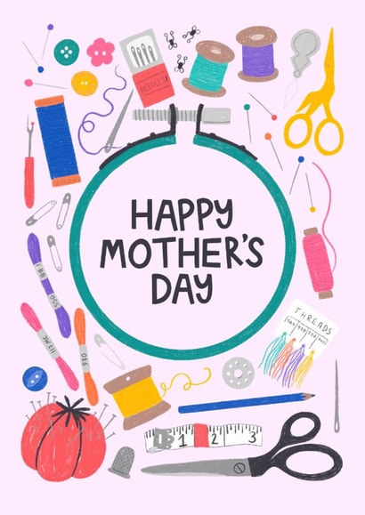Classic Mother's Day Card - Sewing - Embroidery created by Ludicrous Prints