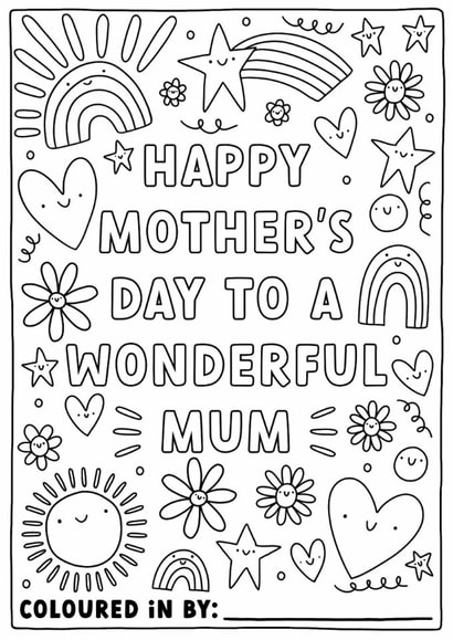 Cute Mother's Day Card - Interactive Colour-In Card created by Sarah Harding
