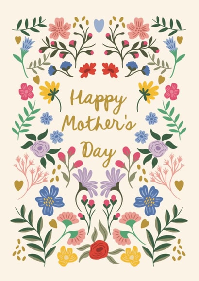 Pretty Mother’s Day Card - Modern Florals - Flowers created by Holly Hudson-Smith