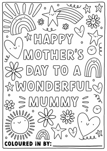 Cute Mother's Day Card - Wonderful Mummy - Colour-In created by Sarah Harding