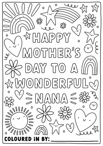 Cute Mother's Day Card - Wonderful Nana - Colour-In Card created by Sarah Harding