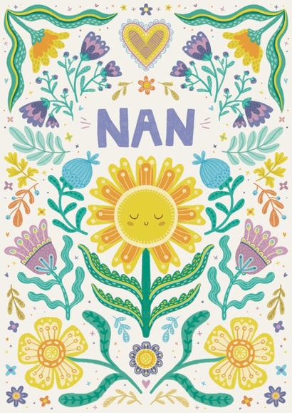 Pretty Mother's Day Card - For Nan - Folk Art Florals created by Hollie McManus Illustration