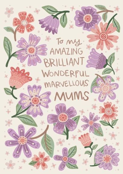 Pretty Mother's Day Card - Wildflowers Pattern - Folk Art Style created by Hollie McManus Illustration