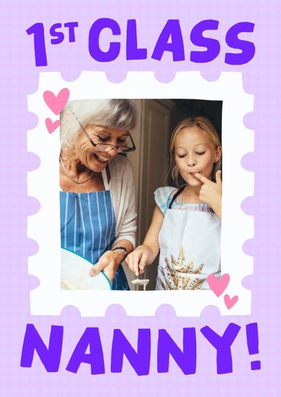 Cute Mother's Day Card - For Nanny - 1st Class Nanny! created by Studio Doodles