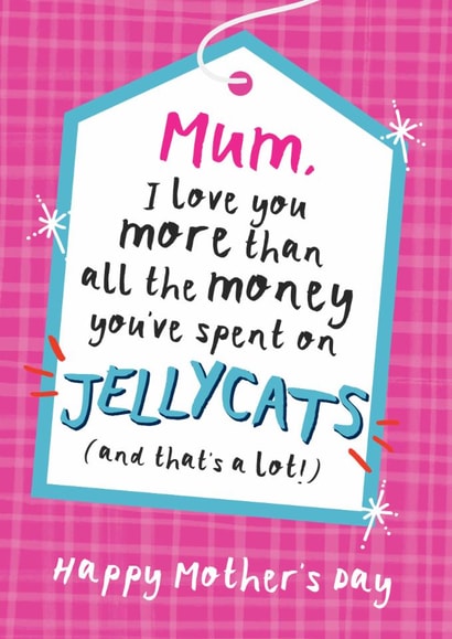 Funny Mother's Day Card - Love You More Than All The Money You've Spent on Jellycats - A Lot created by Bow & Bell