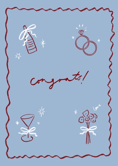 Classic Engagement/Wedding Card - Congrats! - Cute Illustrations created by Holly Walsh