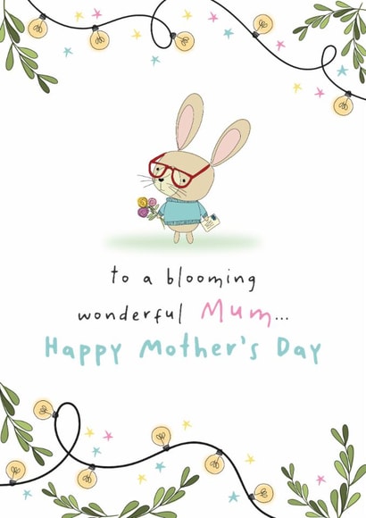 Cute Mother's Day Card - Blooming Wonderful Bunny created by Dandelion Stationery