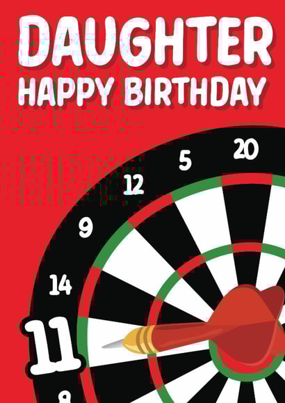 Traditional dart-themed birthday card for your daughter created by Quinton cards