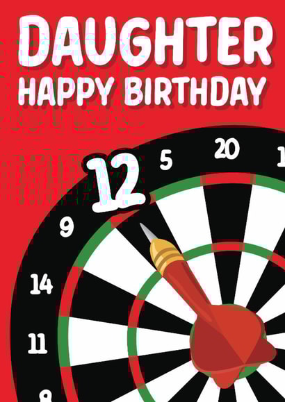 Traditional dart-themed birthday card for your Daughter created by Quinton cards