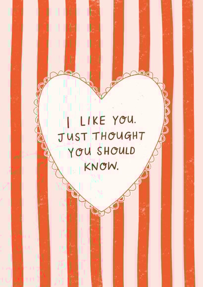 “I Like You” Valentine’s Day Card – Cute New Relationship - I Fancy You Card created by Leaf Lane Studio
