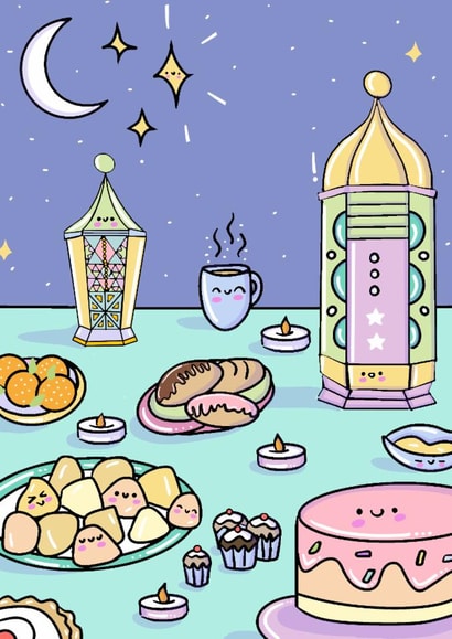 Cute Eid - Ramadan - Sehri - Iftar Card for your family and friends created by Lil Nu Souk