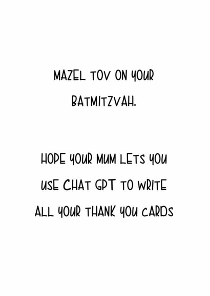 Funny Batmitzvah card created by Little Lisa Designs