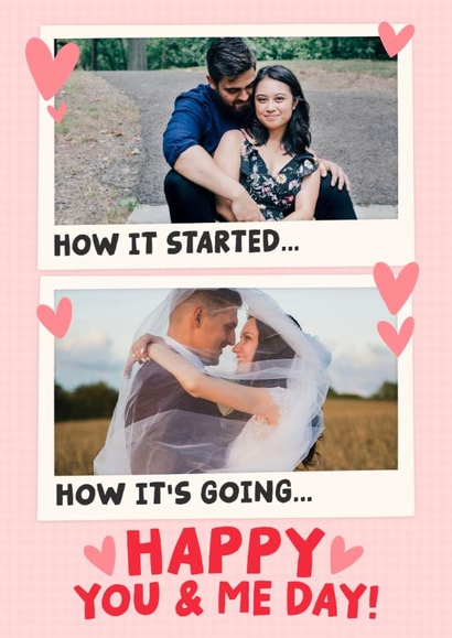 Cute Anniversary Card - How It Started - How It's Going created by Studio Doodles