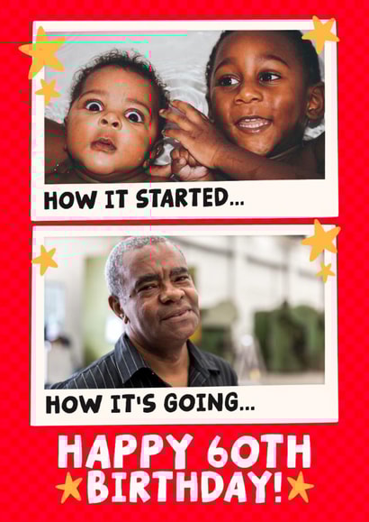 Cute 60th Birthday Card - How it Started - How It's Going created by Studio Doodles