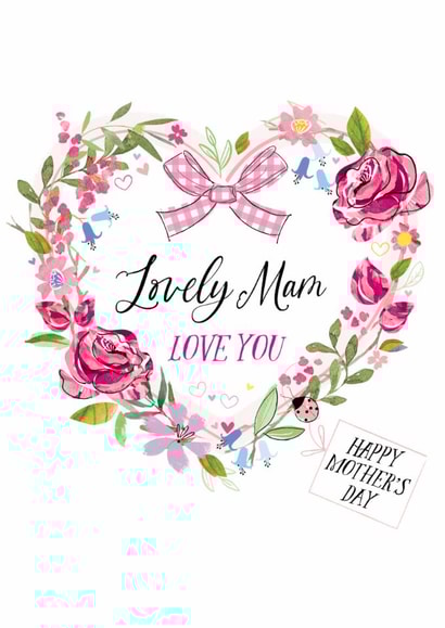 Traditional Mother's Day Card - For Mam - Floral Heart created by Katie Phythian Design