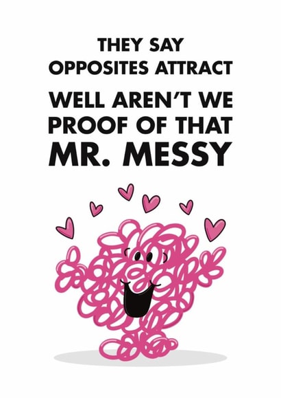 Mr.Men Valentine's Day Card - Opposites Attract - Mr. Messy & Little Miss Tidy created by Mr. Men