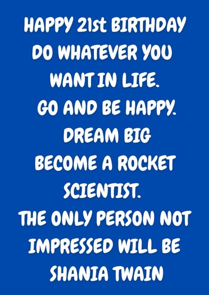 Funny Happy 21st Birthday Card created by The Awkward Card Company 