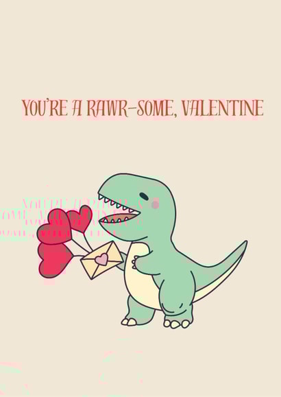 Cute dinosaur themed Valentines card. created by iAmAnimated