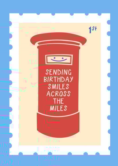 Cute Birthday Card - Sending Birthday Smiles Postbox Stamp created by Running with Scissors