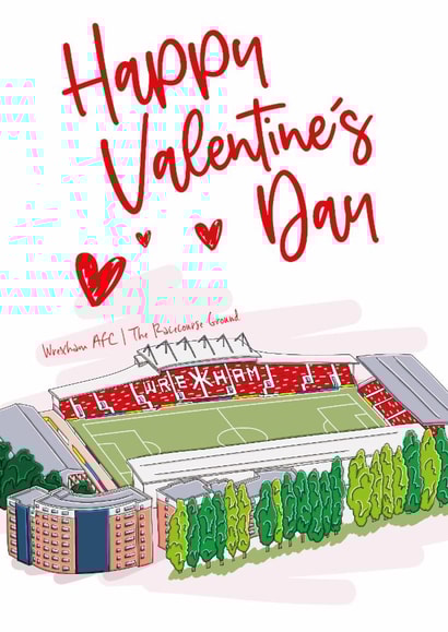 Classic Valentine's Day Card - Wrexham - The Racecourse Ground created by Moo & Snip