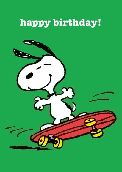 Fun Birthday Card - For Him - Snoopy Skateboarding created by Hype Cards