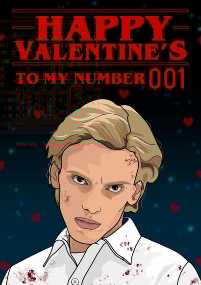 Fun Valentine's Day Card - Stranger Things - My Number 001 created by The Girl Next Draw Cards