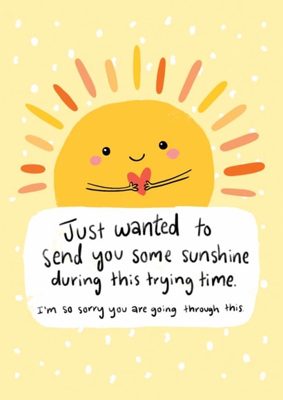 Sending Sunshine Thinking of You Card - Cute Sun Support Card for Trying Times created by Fox Card Co