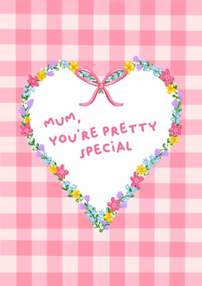 Pretty Special Mothers Day Card Pink Gingham Flowers created by HUTCH London 