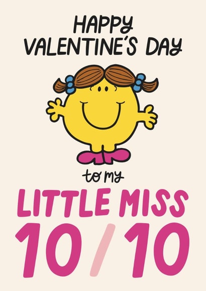 Cute Mr Men Valentine's Card - For Her - Little Miss 10/10 created by Mr. Men