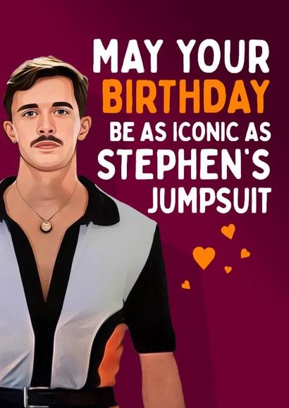 Funny Birthday Card - Stephen From The Traitors - Iconic Jumpsuit created by Mrs Best Paper Co.