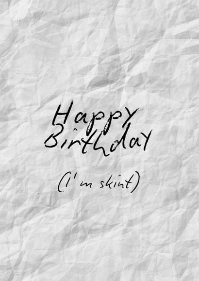 Simple card with a handwritten Happy Birthday message on the front. created by Buddy Folly