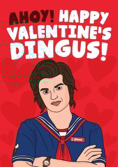 Fun Valentine's Day Card - Ahoy! Happy Valentine's Dingus! Steve Harrington - Stranger Things created by Studio Doodles