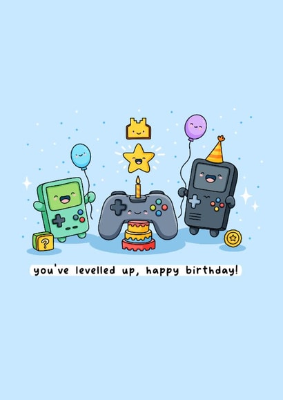 Cute Birthday Card - You've Levelled Up - Gaming Pun created by Rosalie Perl