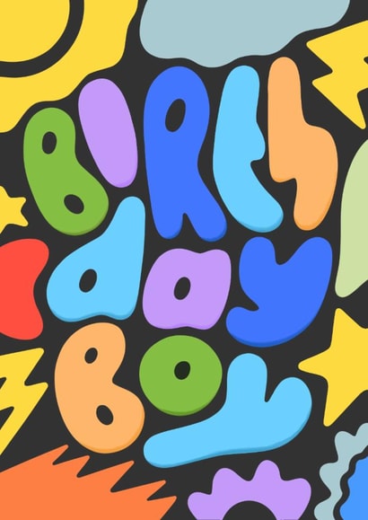 Classic Birthday Card - Birthday Boy - Colourful Typography created by Macie Dot Doodles