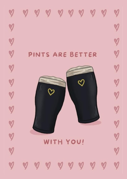 Pints are better with you! Cute valentines card for significant other created by Pen & Pebble Design