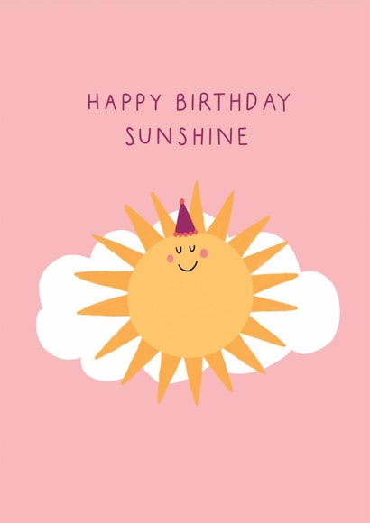 Cute smiling sunshine birthday card for someone who brightens your day! created by Hug & Home Studio