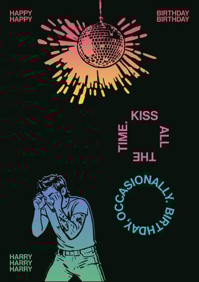 Kiss all the time – Harry Styles Inspired Birthday Card created by han print