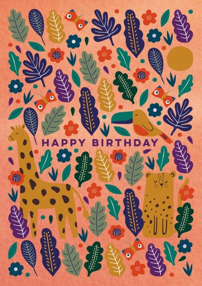 Classic Birthday Card - Jungle - Wild Animals created by Eli the Goat