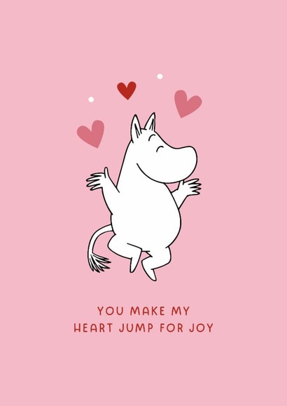 Moomin Valentine’s Day or Anniversary Card - You Make My Heart Jump for Joy created by Moomin Characters