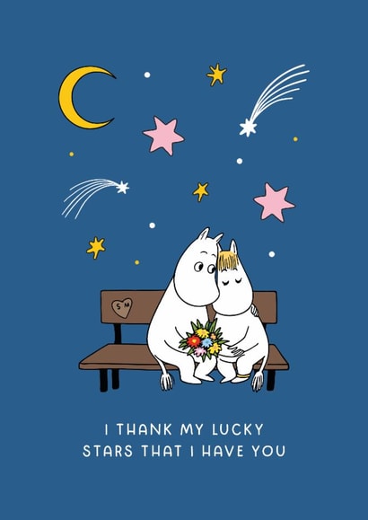 Moomin Valentine’s Day or Anniversary Card - Lucky Stars - Grateful for You created by Moomin Characters