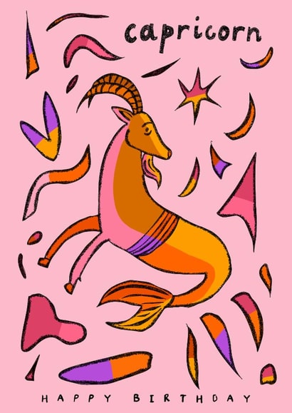 Arty Birthday Card - Capricorn - Star Sign created by Freya Niamh Design