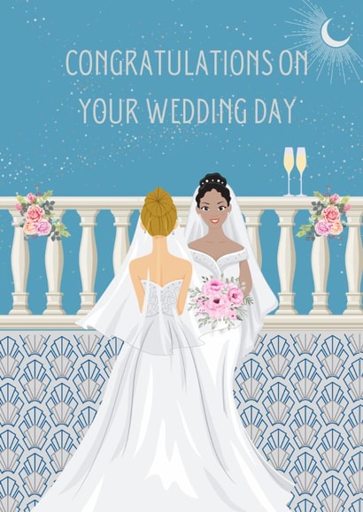 Art deco style lesbian wedding card created by SKAA