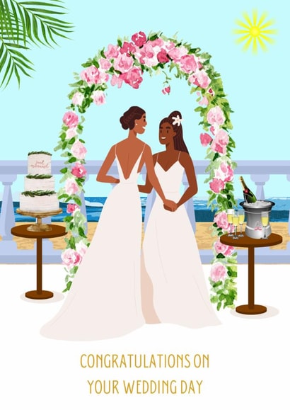Cute Beach Brides Wedding Card created by SKAA