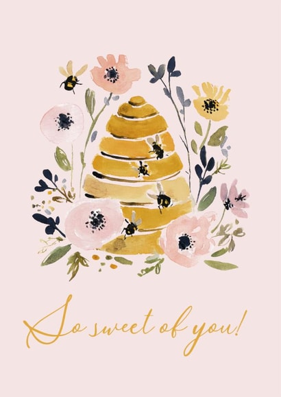 So Sweet of You Floral Beehive Thank You Card created by Modupe Yalley
