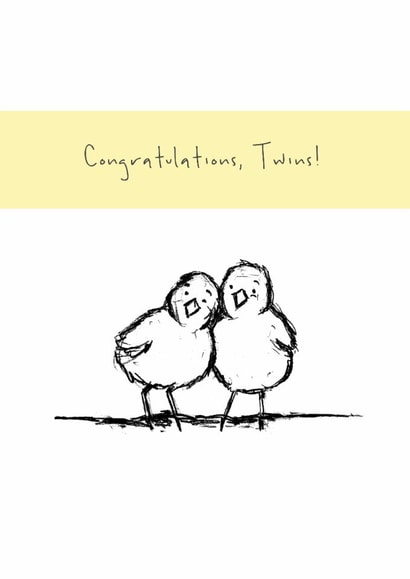 Cute New Baby Card - Twins - Chick created by Lucy Driver