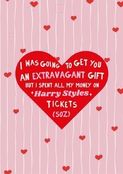 Funny Valentine's Harry Styles Tickets Card created by Moonshine Prints