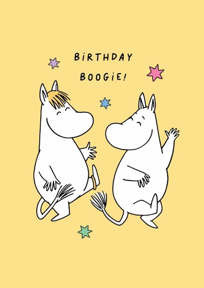 Cute Moomin Birthday Card - Birthday Boogie created by Moomin Characters