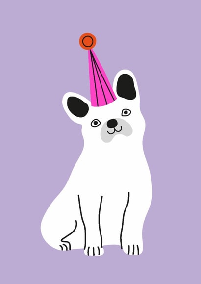 Cute Birthday Card – French Bulldog In Party Hat created by Seekprint